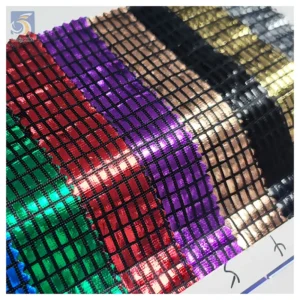 Latest Square Bricks Sparkly Lurex Hot Stamping Foil Fabric Polyester Stretch Soft Mosaic Glitter Plaid Fabric - 100%...