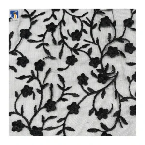 Mass Production of High-quality Embroidery Bud Pattern Tulle Embroidery Supports Sample Customization - 100% Polyester, 50...