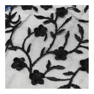 Mass Production of High-quality Embroidery Bud Pattern Tulle Embroidery Supports Sample Customization - 100% Polyester, 50...