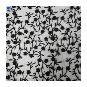 Mass Production of High-quality Embroidery Bud Pattern Tulle Embroidery Supports Sample Customization - 100% Polyester, 50...