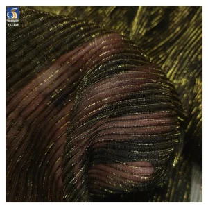 New Arrival 110gsm Moonlight Knit Fabric Stretch 0.3mm Crinkle Pleated Crepe Shiny Metallic Lurex Mesh Fabric for Lining...
