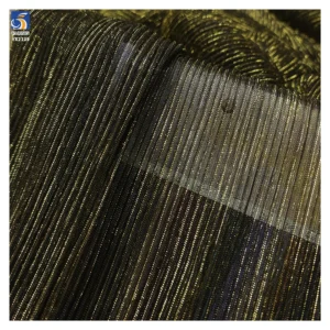 New Arrival 110gsm Moonlight Knit Fabric Stretch 0.3mm Crinkle Pleated Crepe Shiny Metallic Lurex Mesh Fabric for Lining...
