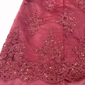 New Arrival Fashion 2025 Floral Purple Embroidery Lace Fabric Sequin Tulle Lace Embroidery Fabric for French - Polyester...