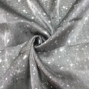 New Arrival Foil Printed Gold Meteor Star Organza Fabric Polyester Wrinkle Crepe Organza Printed Fabric - 100% Polyester, 60...