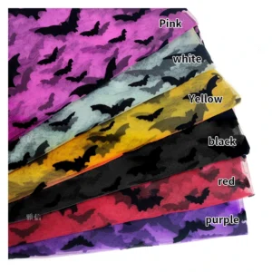 New Design Fancy Children Tulle Fabric Flocking Halloween Black Bat Mesh Fabric - 100% Polyester, 40 gsm, 160 CM, Mesh...
