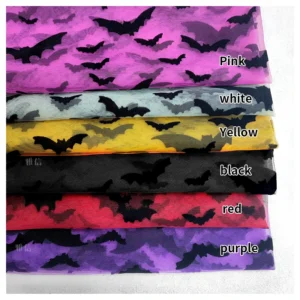 New Design Fancy Children Tulle Fabric Flocking Halloween Black Bat Mesh Fabric - 100% Polyester, 40 gsm, 160 CM, Mesh...