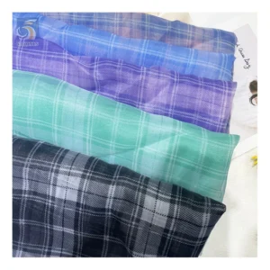New Design Fashion Fabrics Check Printed Organza Fabric Glossy 100 Polyester Organza Printed Plaid Fabric - 100% Polyester...