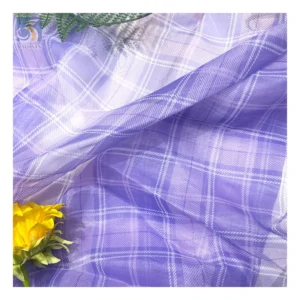 New Design Fashion Fabrics Check Printed Organza Fabric Glossy 100 Polyester Organza Printed Plaid Fabric - 100% Polyester...