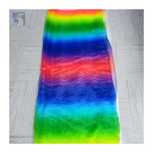 New Design Stiff Organza Rainbow Gradient Fabric Polyester Digital Print Iridescent Organza Fabrics for Clothing - 100%...