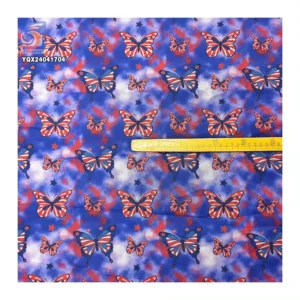Novelty American Flag Colors Butterfly Pattern Design Digital Print Poly Tulle Fabric for Independence Day Party Dress...