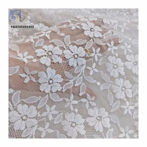 OEM Wholesale Price 90% Nylon 10% Spandex Lace Fabric Black White Floral Stretchy Mesh Lace for Dresses and Underwear - 100%...