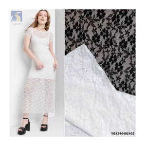 OEM Wholesale Price 90% Nylon 10% Spandex Lace Fabric Black White Floral Stretchy Mesh Lace for Dresses and Underwear - 100%...