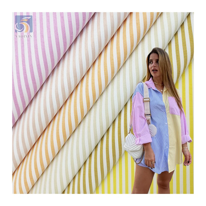 PLK012-1 Popular Designs Woven Yarn Dyed Fabric for Woman Shirt Dress Yarn Dyed High Stretch Stripe Fabric - Spandex...