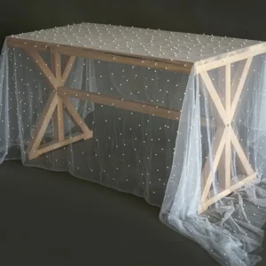 Pearl Tulle Decorative Table Runner Beaded Mesh Cake Dessert Tablecloth Solid Color Aesthetic Background Cloth Wholesale...
