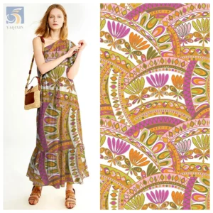 Popular Africa Geometric Print Polyester Fabric Sleeveless Dress Cloth Samoan Tapa Pacific Islander Printed Fabric - 100%...