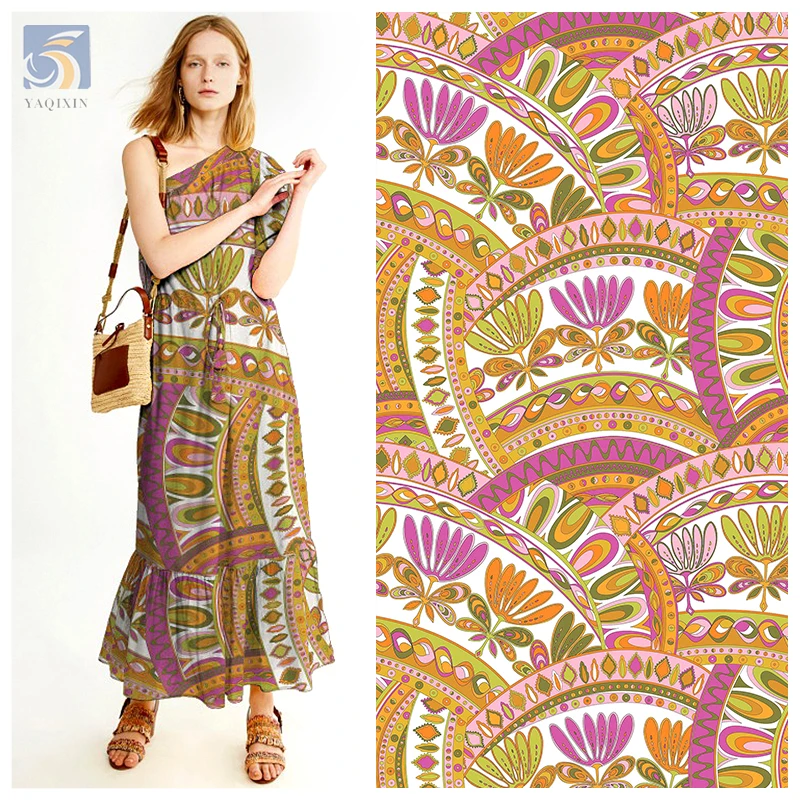 Popular Africa Geometric Print Polyester Fabric Sleeveless Dress Cloth Samoan Tapa Pacific Islander Printed Fabric - 100%...