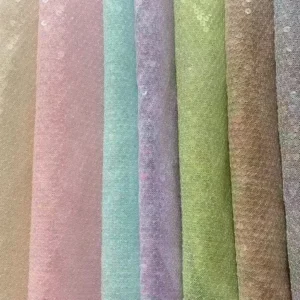 Popular Design Crystal Multi Colors Fabric Embroidery Sequin Fabric Custom-made Sequin Fabric for Fancy Dress - Polyester...