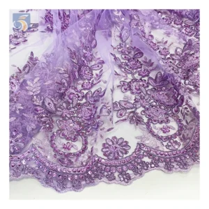 Promotional OEM Good Price Bridal Lace Fabric 5 Yards Embroidery French Lace Fabric With Sequins - 100% Polyester, 级, 152...