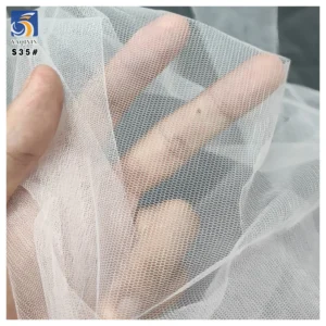 S35 20gsm Transparent Strengthen Plain Knit Polyester Mesh Tulle Fabric White Wedding Veil Bride Fabric Tulle - 100%...