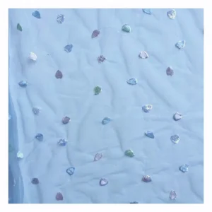 SCX004 Wholesale Embroidered Heart Shape Glitter Symphony Sequins Tulle Fabric Mesh for Kids Skirt - Polyester, Metallic, 60...