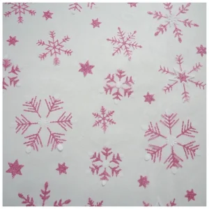 SG13 Winter Children's Glitter Snowflake Pattern Printed Mesh Tulle Fabric Suitable for Tutu - 100% Polyester, 23 gsm, 155...