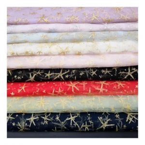 SG26 Customize Polyester Mesh Tulle Lace Fabric with Glitter Golden Star Tulle Baby Tutu Dress Lace Fabric - 100% Polyester...