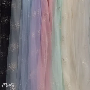 SGT004 Wedding Bridal Tulle Sparkly Golden Custom Sequins Glitter Tulle Fabric for Veil Clothing - 100% Polyester, 40 gsm...