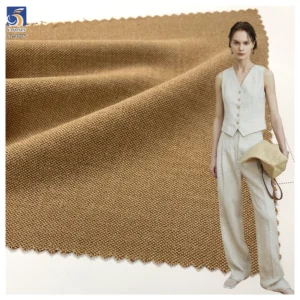 SL-1376 High Quality 280g Textured Thickened TR Cat Eye Polyester Viscose Spandex Stretch Suiting Khaki TR Fabric for Blazer