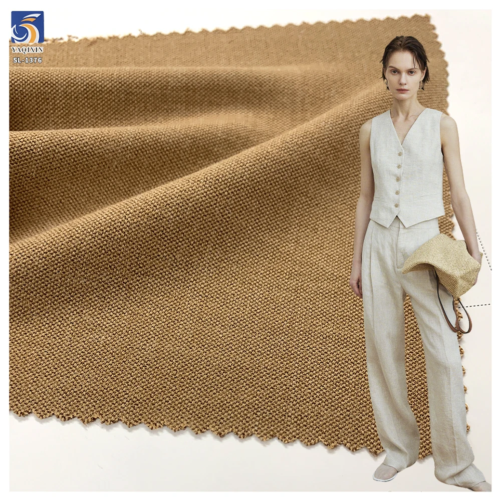 SL-1376 High Quality 280g Textured Thickened TR Cat Eye Polyester Viscose Spandex Stretch Suiting Khaki TR Fabric for Blazer...