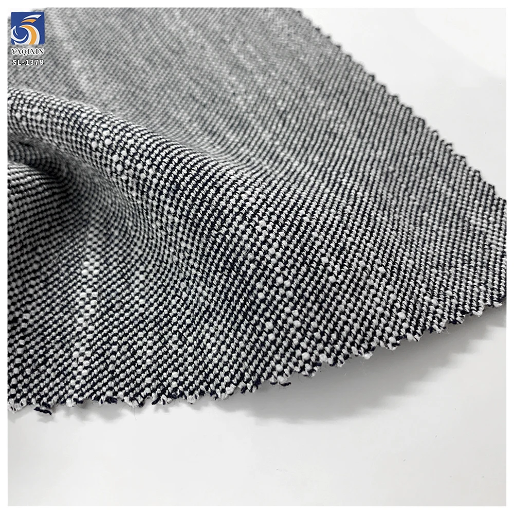 SL-1378 Fashion 320gsm Heavyweight Tweed Poly Linen Spandex Blend Suit Fabric 150cm Textured for Women's Suit Skirt - 100%...