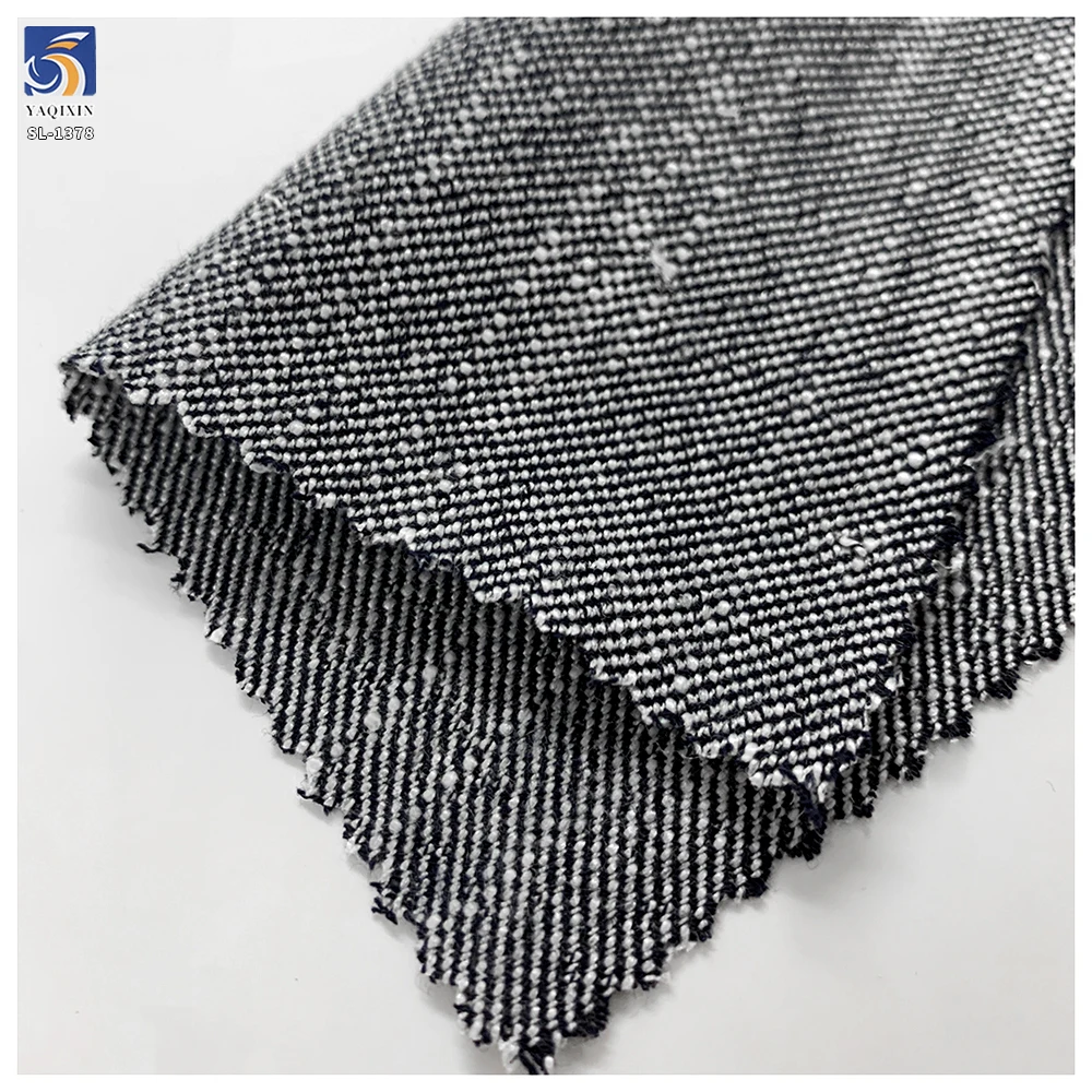 SL-1378 Fashion 320gsm Heavyweight Tweed Poly Linen Spandex Blend Suit Fabric 150cm Textured for Women's Suit Skirt - 100%...