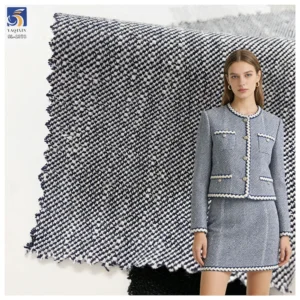 SL-1378 Fashion 320gsm Heavyweight Tweed Poly Linen Spandex Blend Suit Fabric 150cm Textured for Women's Suit Skirt - 100%...