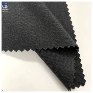 SL-1885 240gsm Black Premium Herringbone Poly Linen Stretch Suiting Fabric Comfort Fit for Men Business Suit OEM - 100%...