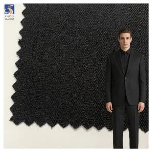 SL-1885 240gsm Black Premium Herringbone Poly Linen Stretch Suiting Fabric Comfort Fit for Men Business Suit OEM - 100%...
