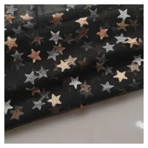 Sparkle Glitter Star Print Net Tulle Shiny Star Print Mesh Fabric for Party Decoration - 100% Polyester, 30 gsm, 57, 58"...
