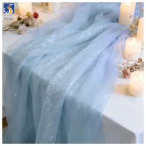 Sparkling Iridescent Glitter Tulle Fabric Shiny Confetti Dots Organza Mesh Fabric for DIY Crafts Wedding Dress Backdrop...