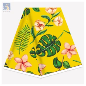 Summer New Style Flower Printed Polyester Fabric Pacific Island Design Hawaiian Print Fabric for Clothing - 100% Polyester...