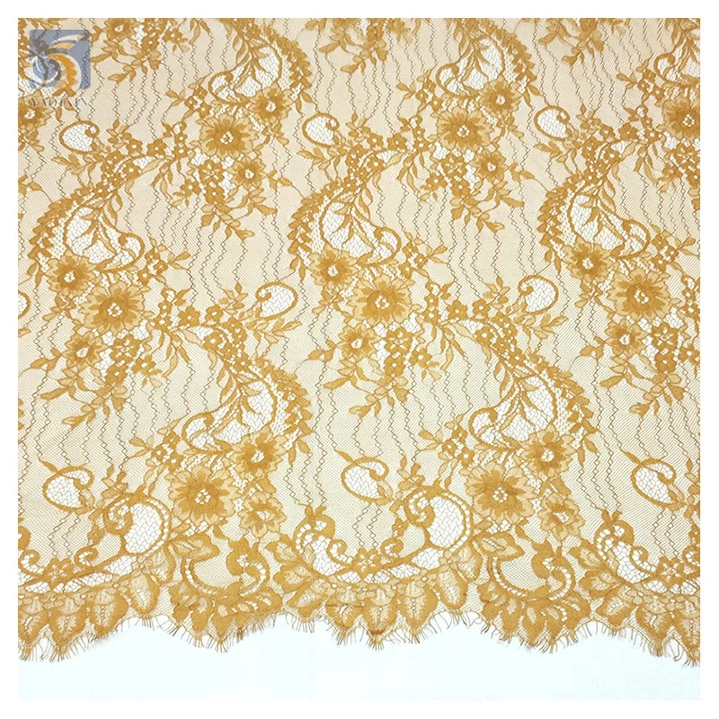 TB-42 China Factory Competitive Price Chantilly Lace Fabric African Multicolor Eyelash Lace Bridal Fabric - 100% Polyester...