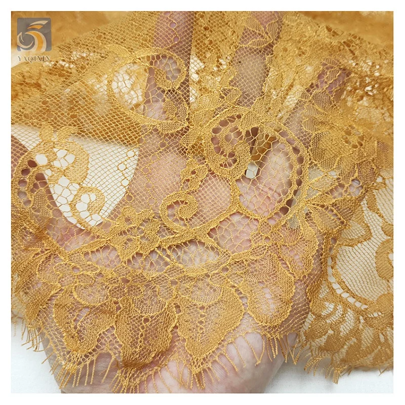 TB-42 China Factory Competitive Price Chantilly Lace Fabric African Multicolor Eyelash Lace Bridal Fabric - 100% Polyester...