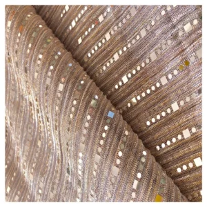 Two Tone Reflective Color Moonlight Bonded Metallic Lurex Mesh Fabric with Glitter for Women Dress - Polyester, Metallic, 50...