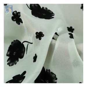 Valentine's Day Design New Arrival Sheer Organza Fabric with Black Flocked Floral Pattern Organza for Ladies - 100%...