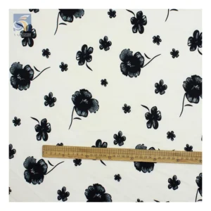 Valentine's Day Design New Arrival Sheer Organza Fabric with Black Flocked Floral Pattern Organza for Ladies - 100%...