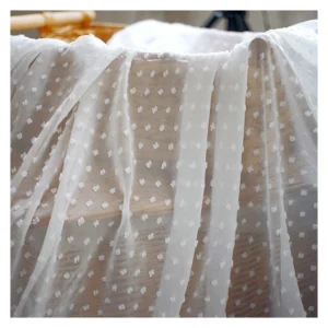 White Swiss Dot Chiffon Fabric for Blouses/Dress/Clothing - 100% Polyester, 90 gsm, 150 CM, Fabric, Knitted - Yaqixin...