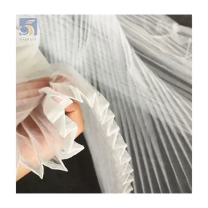 Wholesale 100 Polyester Knitted Wedding Fabric Solid 36A Hard Mesh Folding 2cm Pleated Tulle Fabric - 100% Polyester, 60...