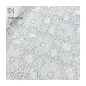 Wholesale Price 3D Embroidery Flower Organza Fabric Water Soluble Milk Lace Fabric for Dresses & Weddings Made in China...