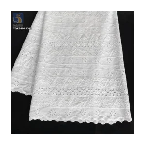 Wholesale Price Cotton Swiss Voile Lace Fabric for Wedding Dresses 100 Cotton Eyelet Embroidered Lace Fabric - 100% Cotton...