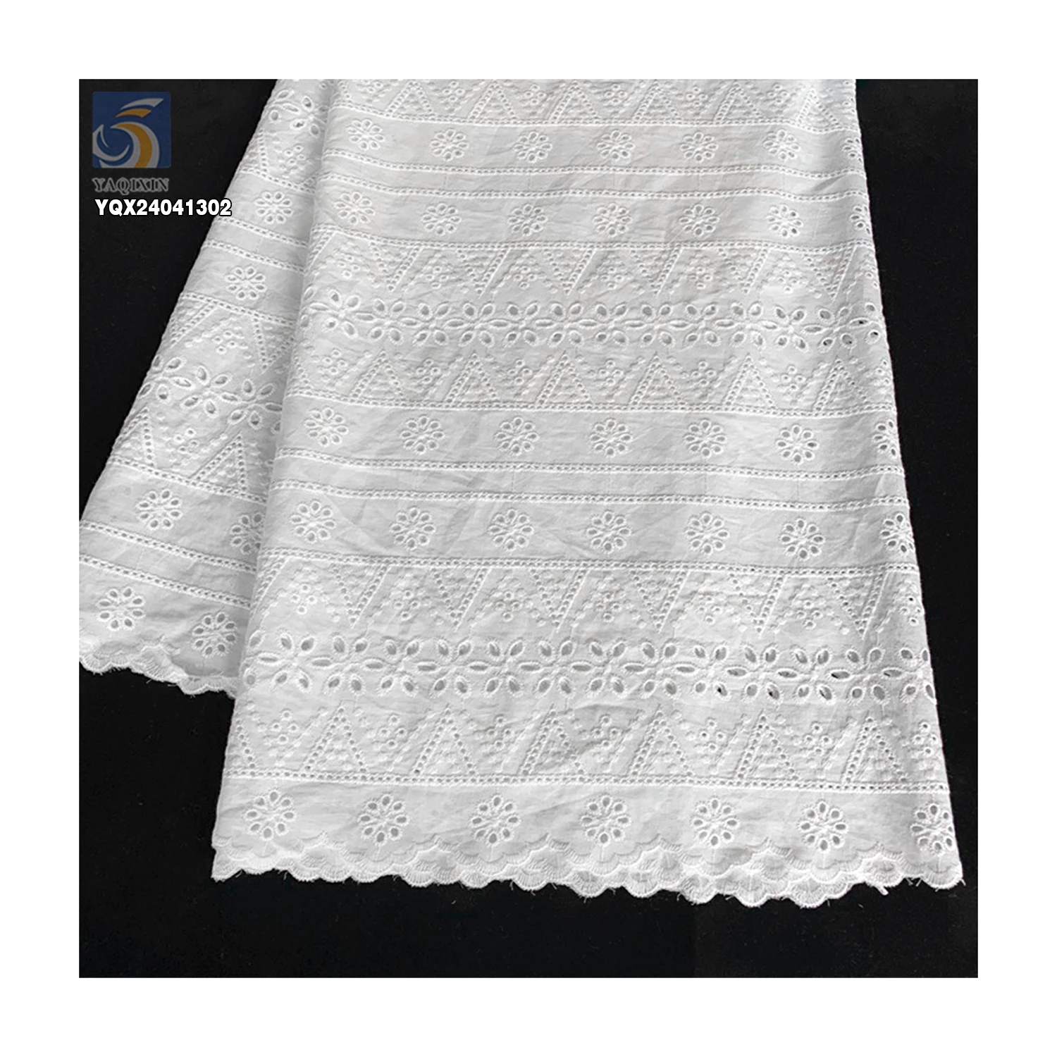 Wholesale Price Cotton Swiss Voile Lace Fabric for Wedding Dresses 100 Cotton Eyelet Embroidered Lace Fabric - 100% Cotton...