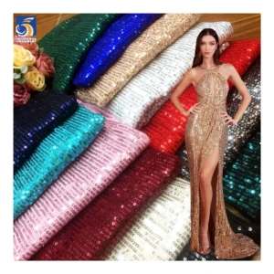 Wholesale Prices 4 Way Stretchy Sequin Fabric Bling Bling 3mm Glitter Sequin Stripe Fabric for Fashion Dress - Polyester...