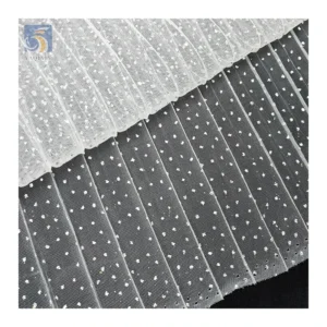 Wholesale Prices Polyester Crepe Pleated Tulle Silver Sparkle Glitter Tulle Mesh Fabric for Wedding 5 Yards - 100%...
