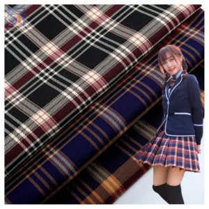 Wholesale Stretch Polyester Checked Fabric for School Uniform Japanese London Design Short Skirt Yarn-Dyed Fabric - 100%...